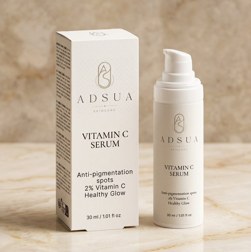 Adsua Vitamin C Serum van 30 ml naast het doosje